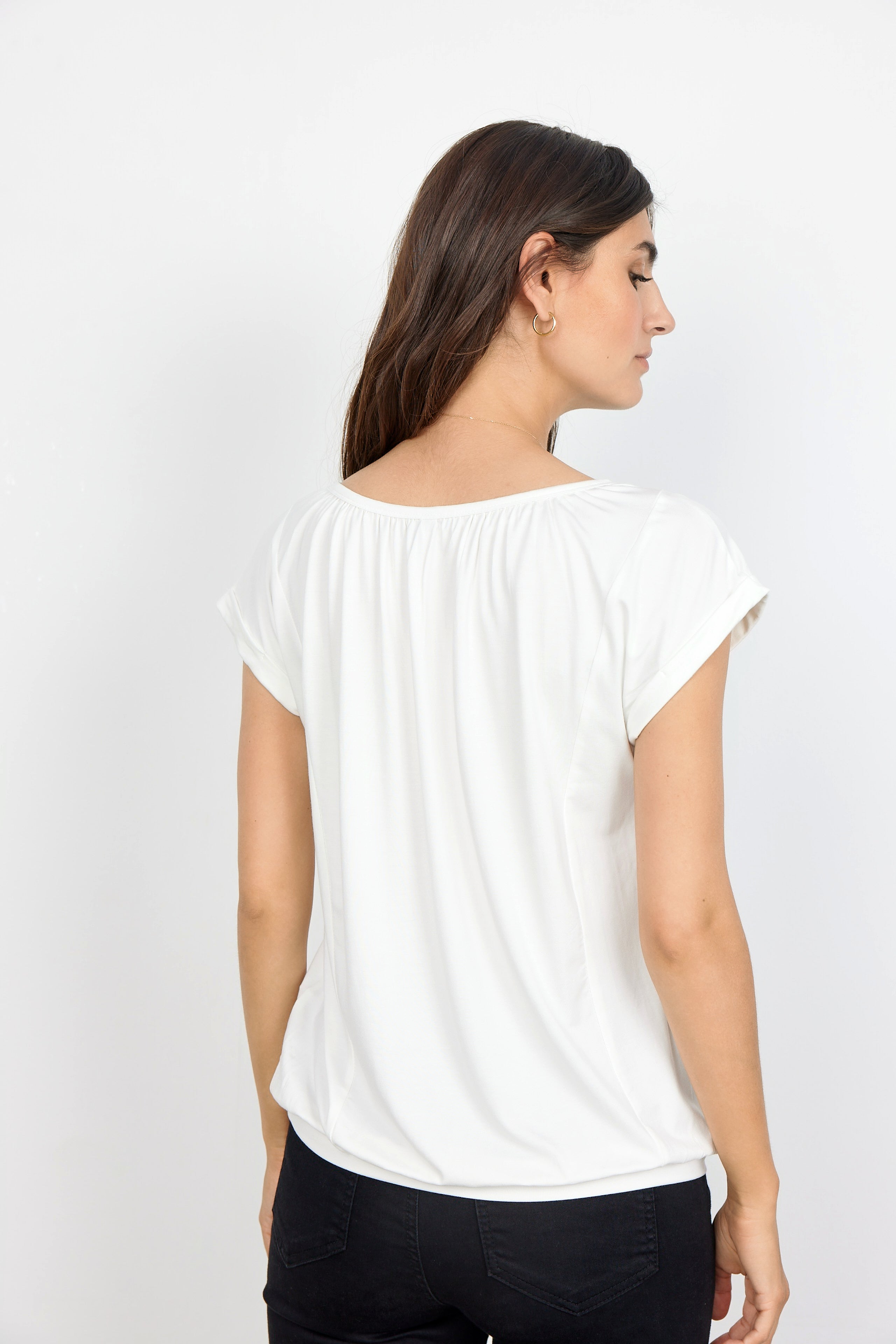 T-Shirt col en U Bande cammouflante pour le ventre