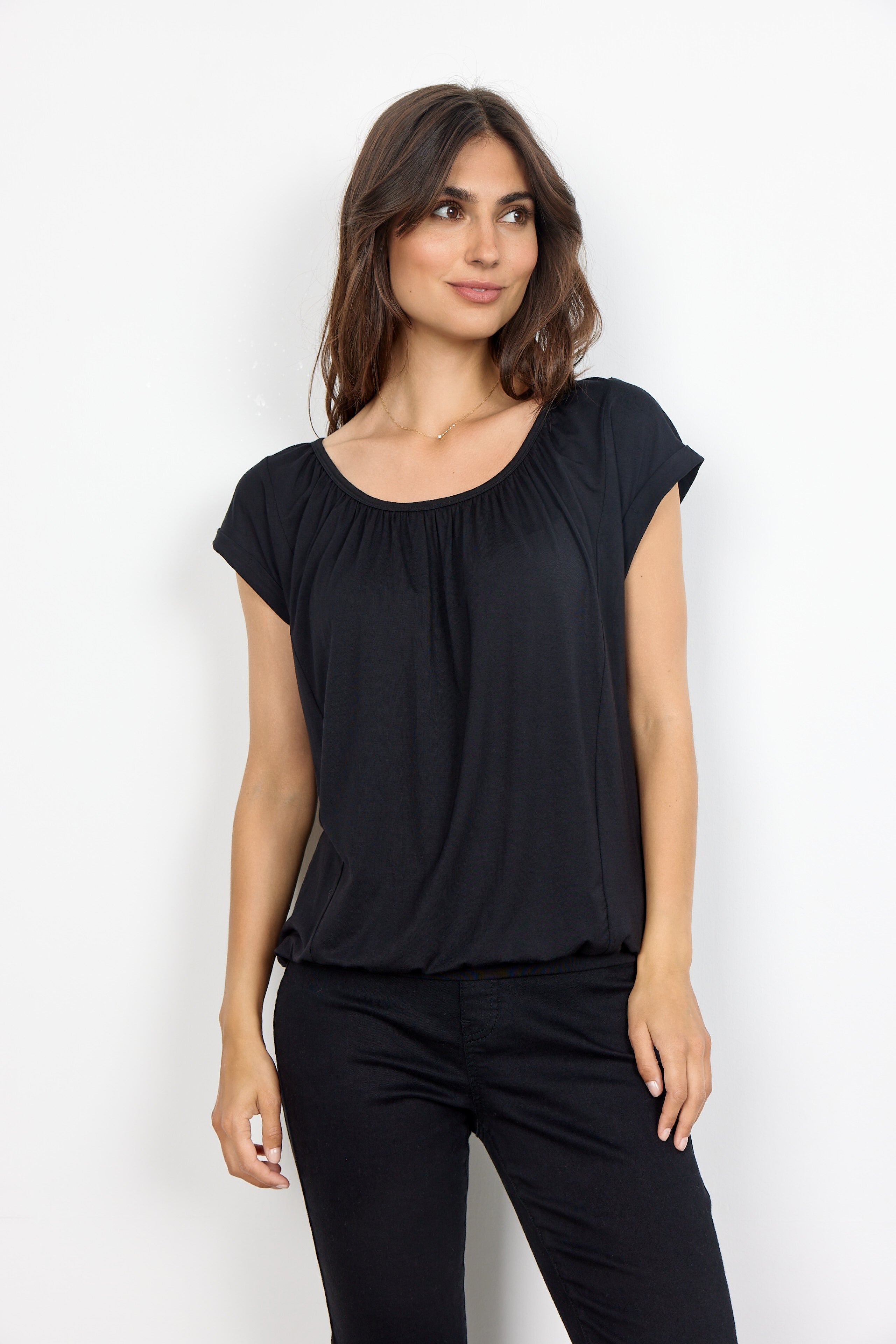 T-Shirt col en U Bande cammouflante pour le ventre