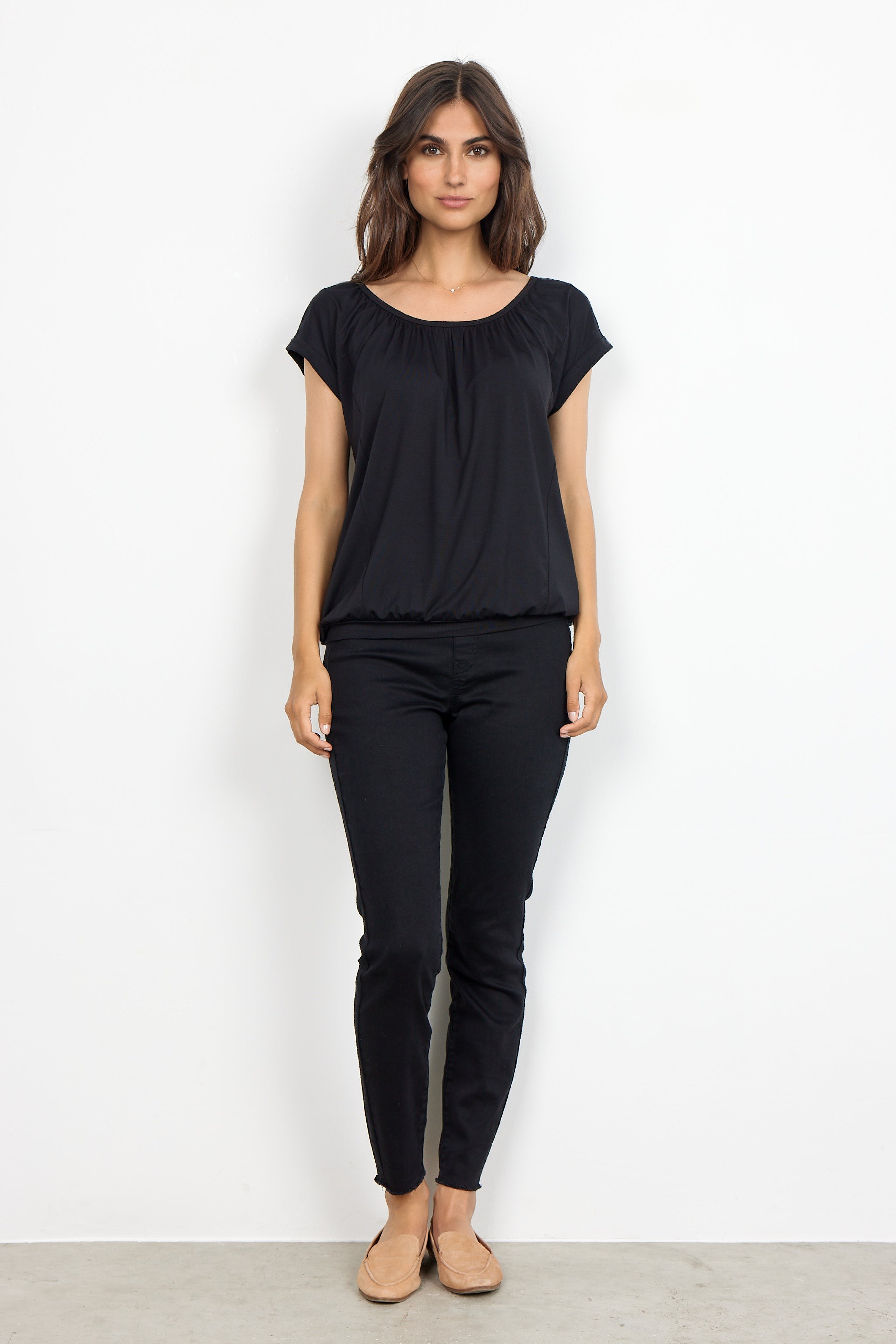 T-Shirt col en U Bande cammouflante pour le ventre