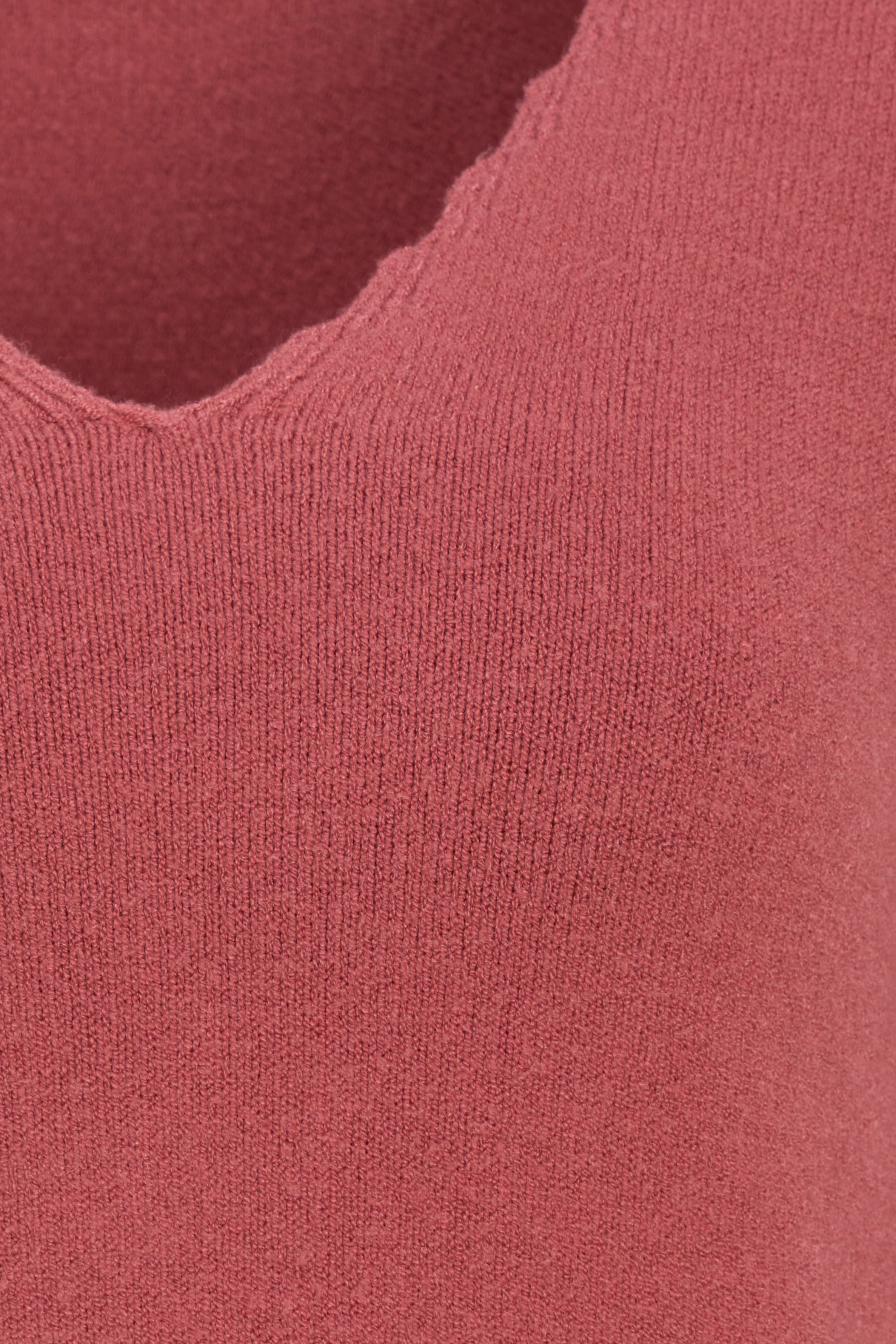 Détail de la maille douce couleur terracotta