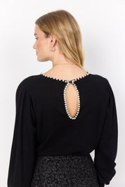 Chandail Tricot Léger Perles au Cou Trou au Dos