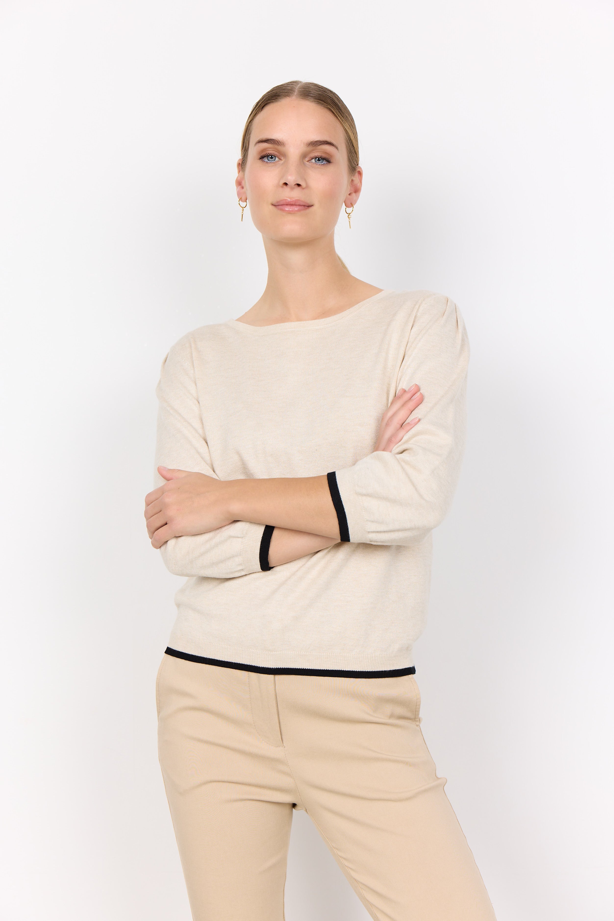 Chandail Tricot Fin Manches aux Coudes