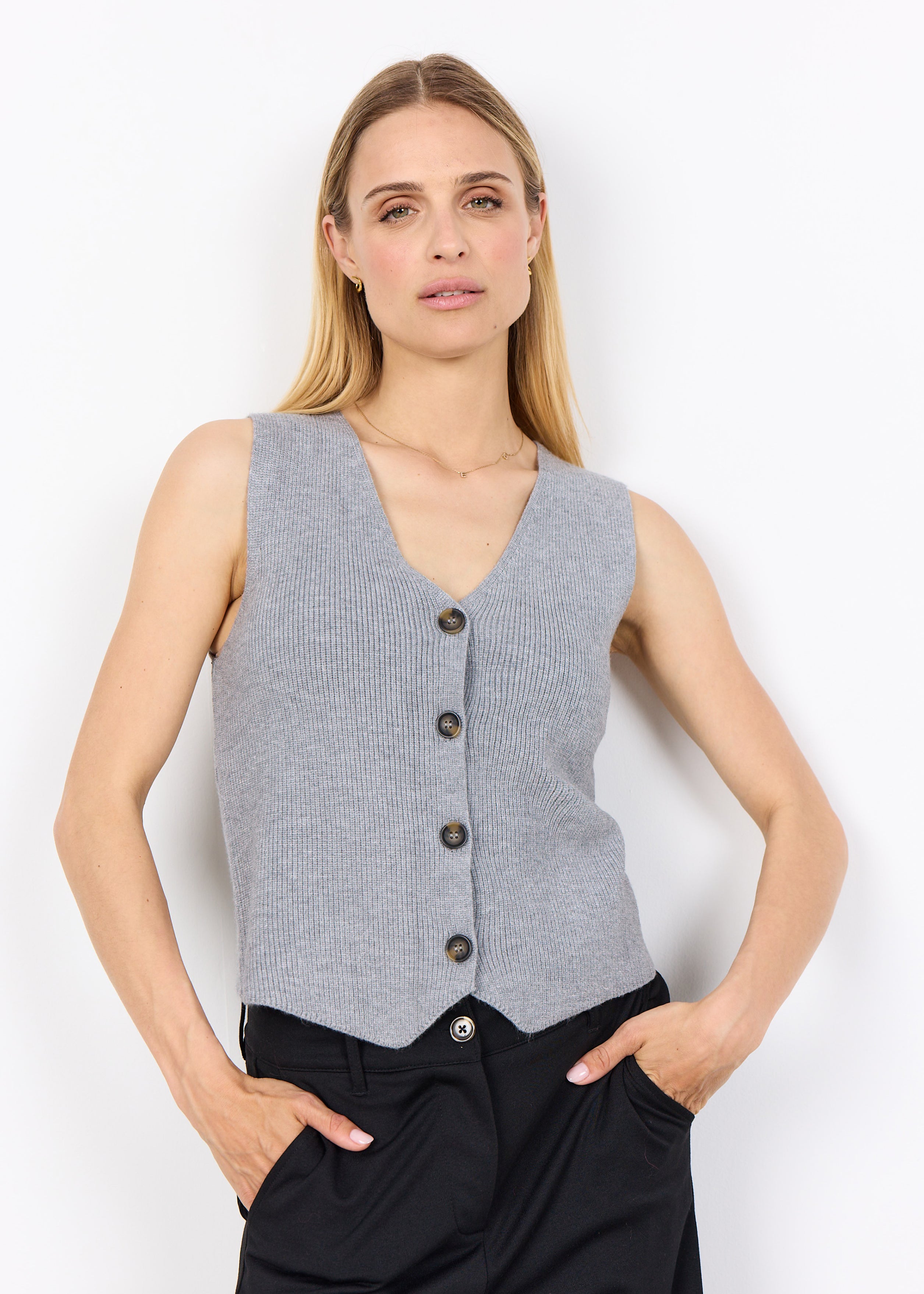 Veste Sans Manche en Tricot Cötelé