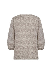 Blouse Rayé Crème et Brun Manches 3/4