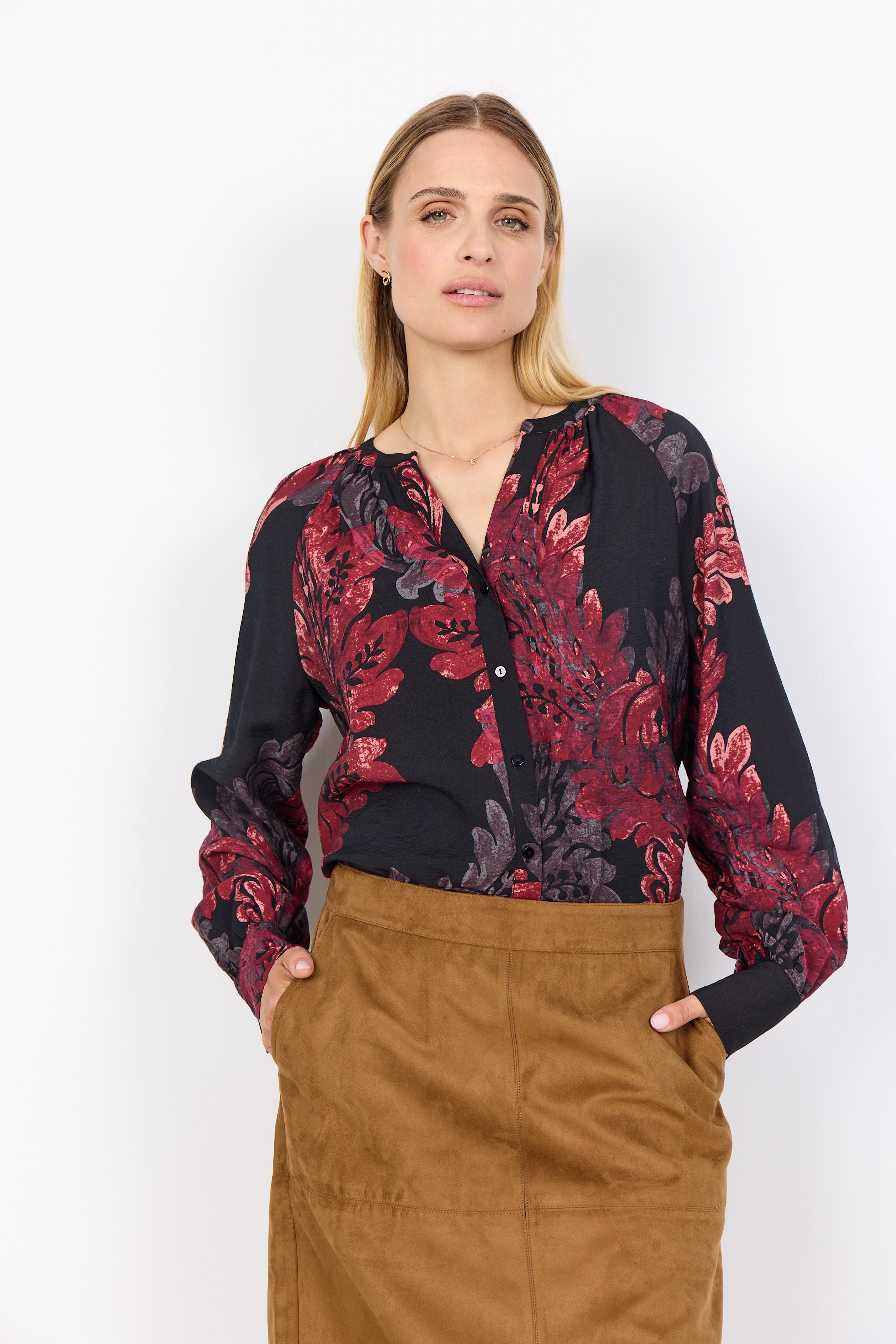 Blouse Chemisier Imprimé Floral Col en V
