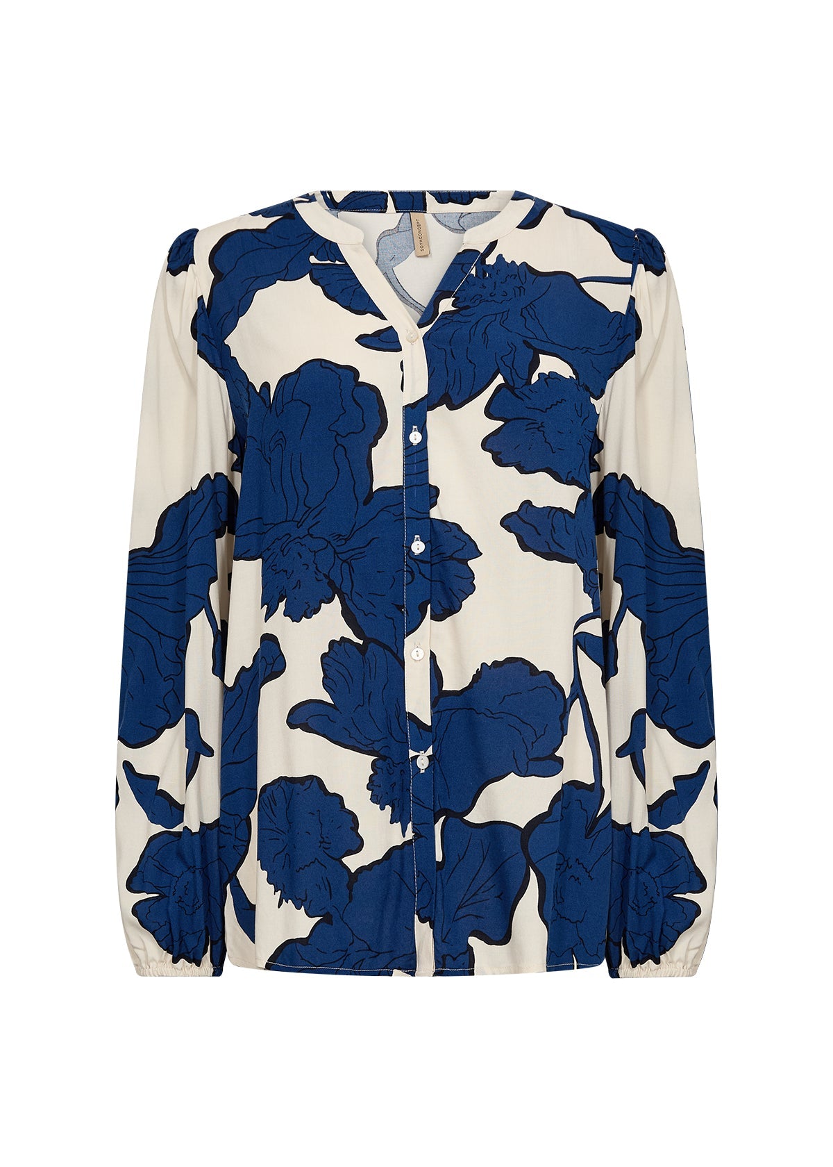 Blouse Imprimée Col V Élastique au Poignet