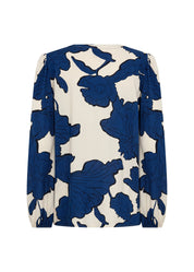 Blouse Imprimée Col V Élastique au Poignet