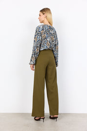 Blouse Imprimée Col V Élastique au Poignet