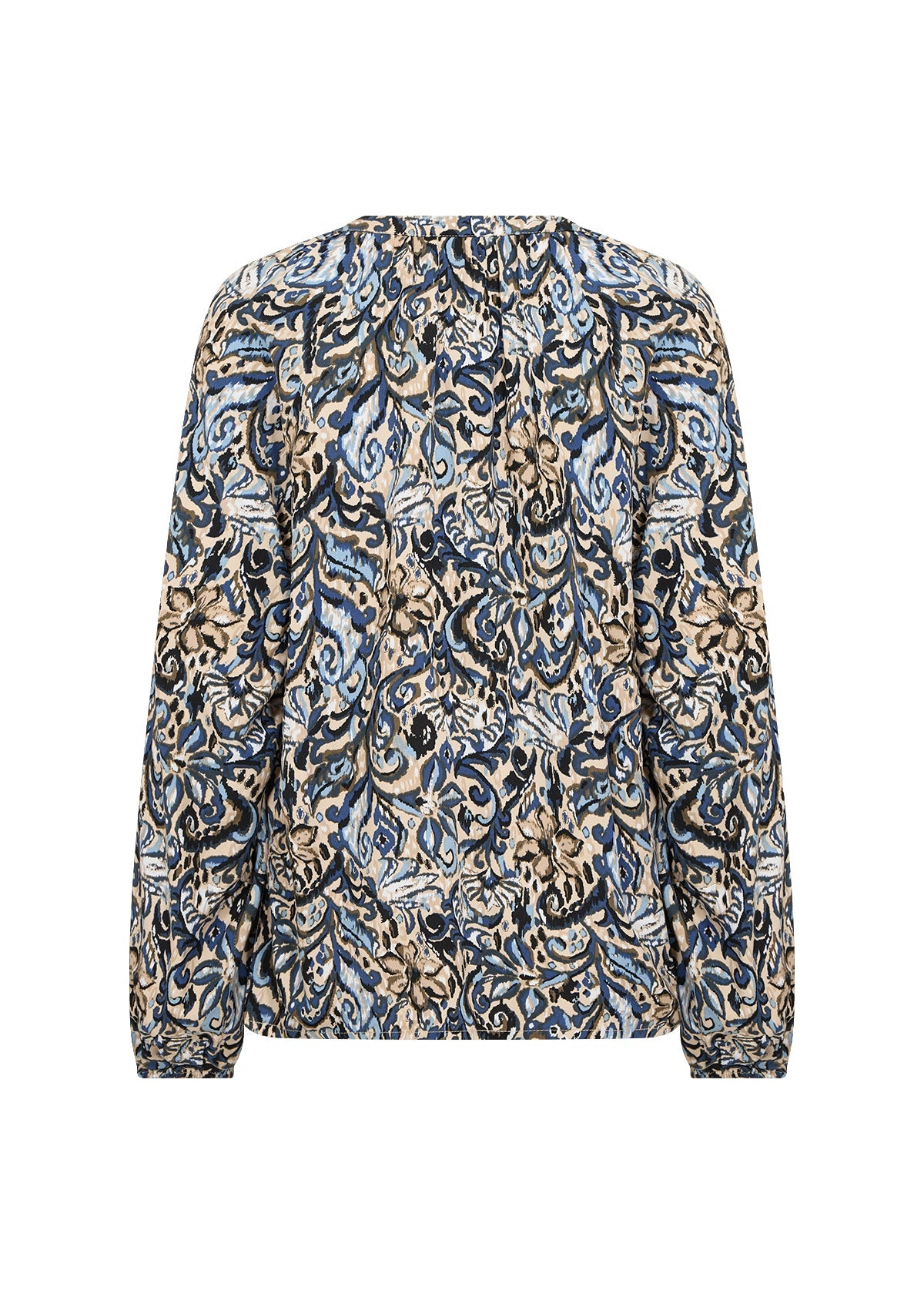 Blouse Imprimée Col V Élastique au Poignet