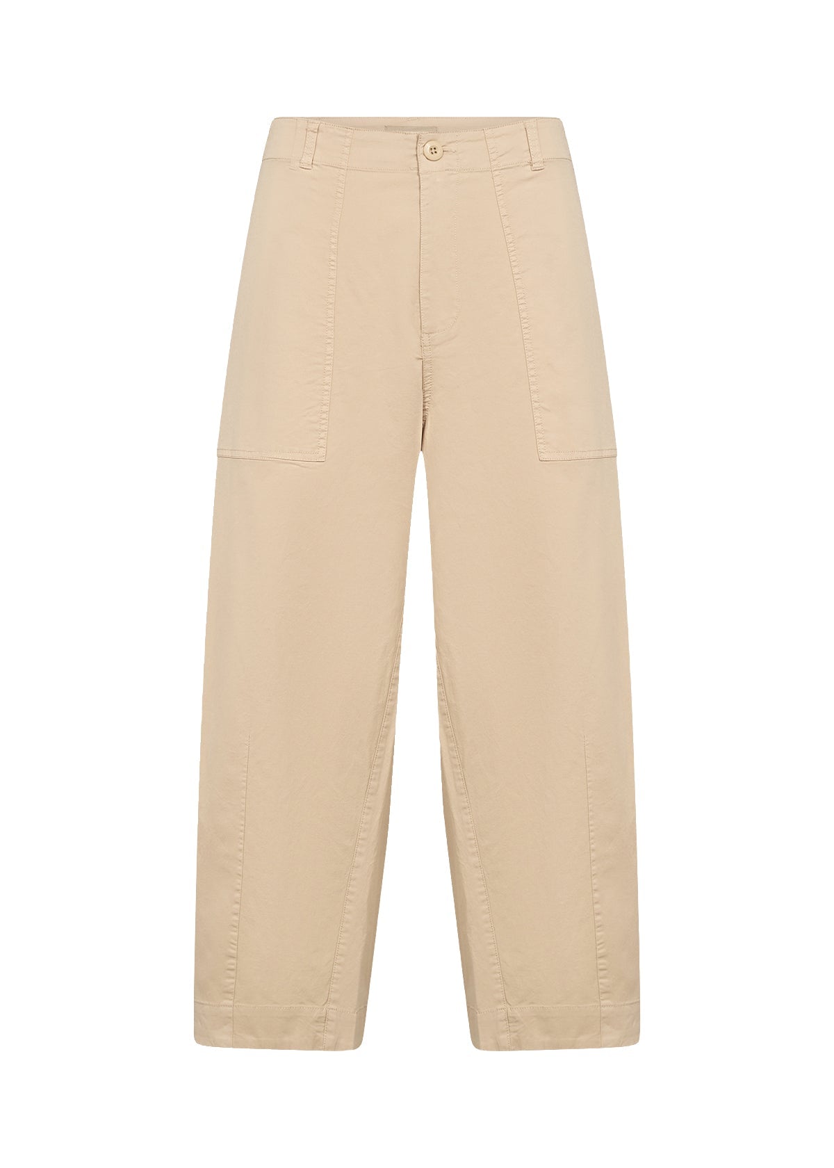 Pantalon ballon couleur sable, coupe moderne et décontractée, tissu en coton confortable avec légère extensibilité.