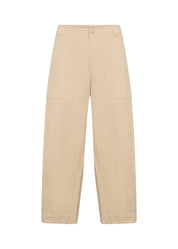 Pantalon ballon couleur sable, coupe moderne et décontractée, tissu en coton confortable avec légère extensibilité.