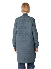 Manteau matelassé long ILSE JACOBSEN HORNBÆK de couleur unie, avec col montant côtelé, poches latérales et fermeture éclair bidirectionnelle.
