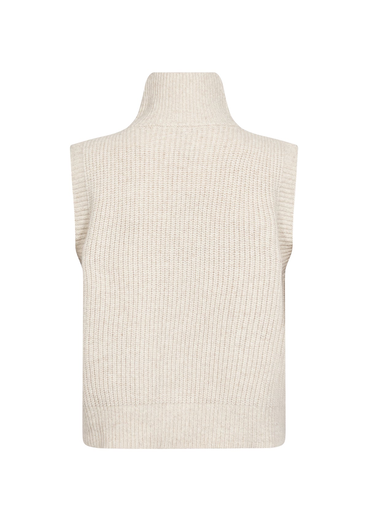 Dos de la veste sans manches crème en maille texturée