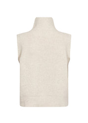 Dos de la veste sans manches crème en maille texturée