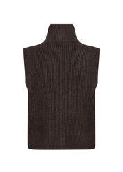 Veste Crème Sans Manches en Tricot à Col Montant