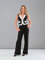 Pantalon Large Bande Mèche au Bas