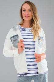 Chandail Manches Courtes Rayé Avec détails de Strauss