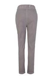 Pantalon Taille Élastique Gris avec Fleurs Paillettes Discrètes