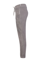 Pantalon Taille Élastique Gris avec Fleurs Paillettes Discrètes