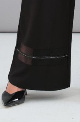 Pantalon Large Bande Mèche au Bas