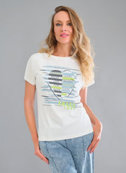 Chandail Manches Courtes Rayé Avec Coeur