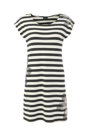 Robe Droite Rayé avec Détails de Strauss