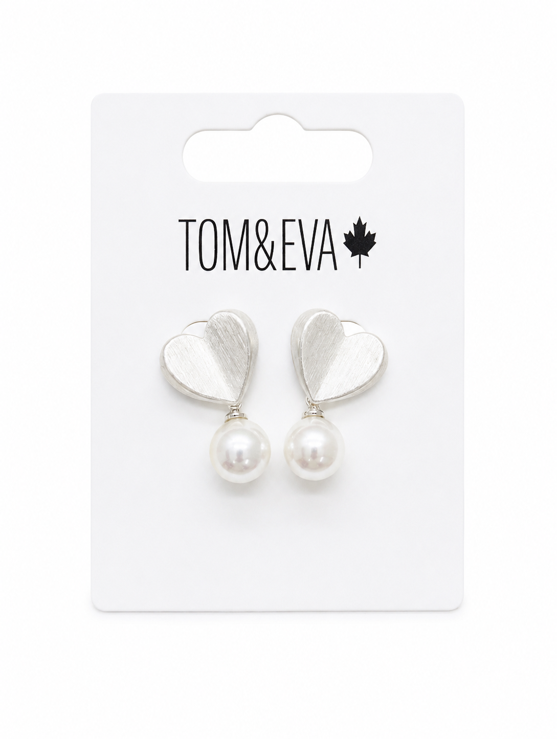 Boucles d'Oreilles Perle avec Coeur Argent