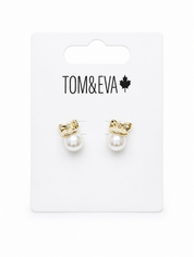 Boucles d'Oreilles Perle avec Boucle Dorée