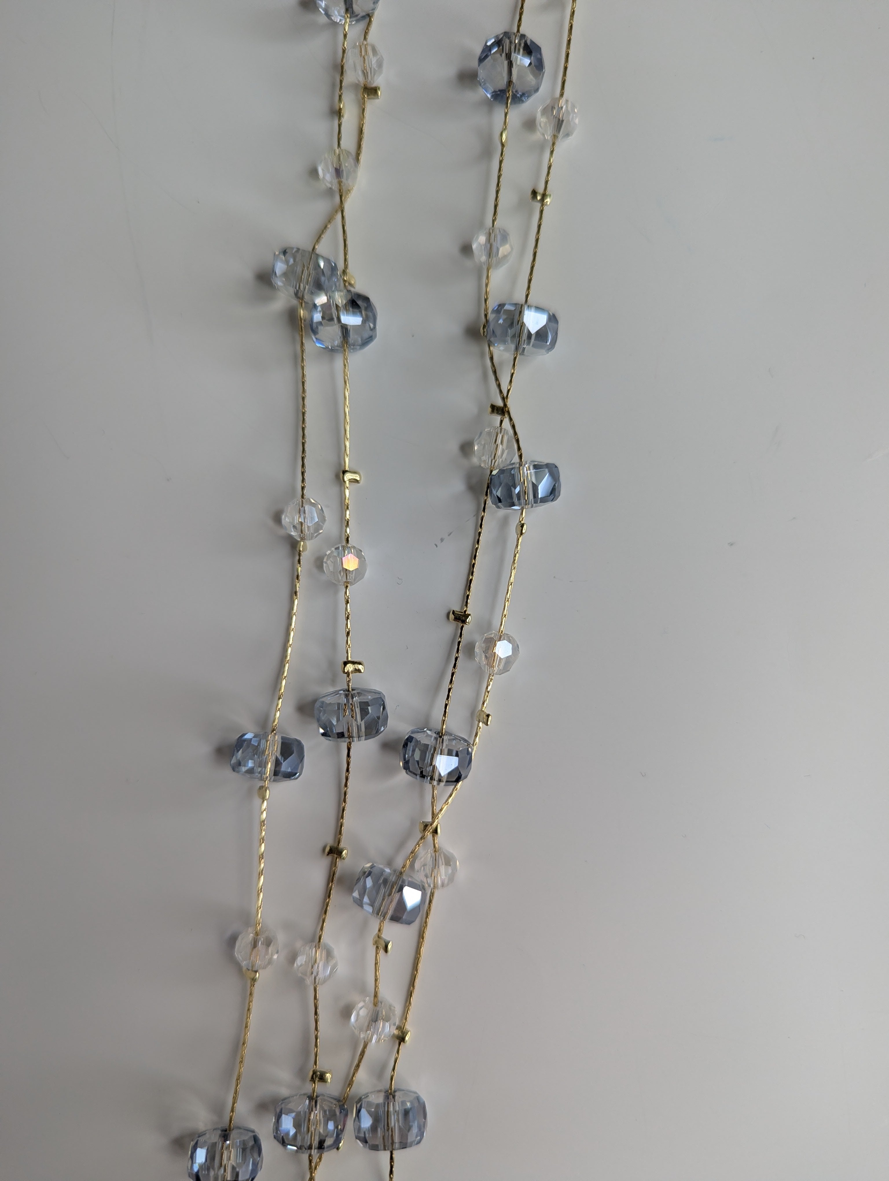 Collier Long avec Perle et Billes Bleues