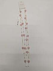 Collier Or avec Coeurs en Pierre Rose