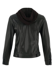 Veston Capuchon Cuir Végan