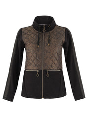 Cardigan long pour femme, disponible en noir et kaki. Tissu extensible 45% modal, 45% polyester, 10% élasthanne. Marque Dolcezza.