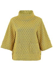 Chandail à manches aux coudes pour femme, couleur chartreuse. Tissu doux 70% polyester, 27% viscose, 3% élasthanne. Marque Dolcezza.