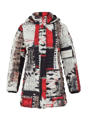 Manteau 7/8 Dolcezza avec imprimé artistique abstrait inspiré de la nature de Carol Staub. Vêtement en 100% Polyester.