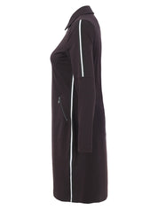 Robe polo noire extensible avec bande contrastante, vue de côté