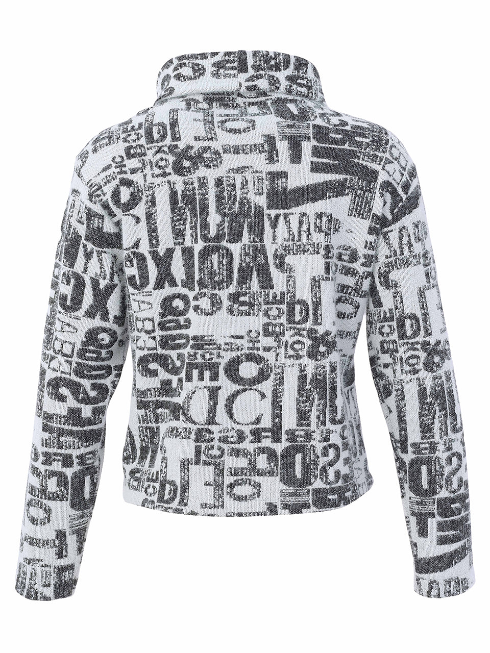 Chandail zippé noir et blanc à col montant et imprimé typographique Dolcezza