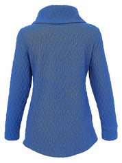 Chandail bleu royal gaufré à col bénitier avec texture en losanges Dolcezza