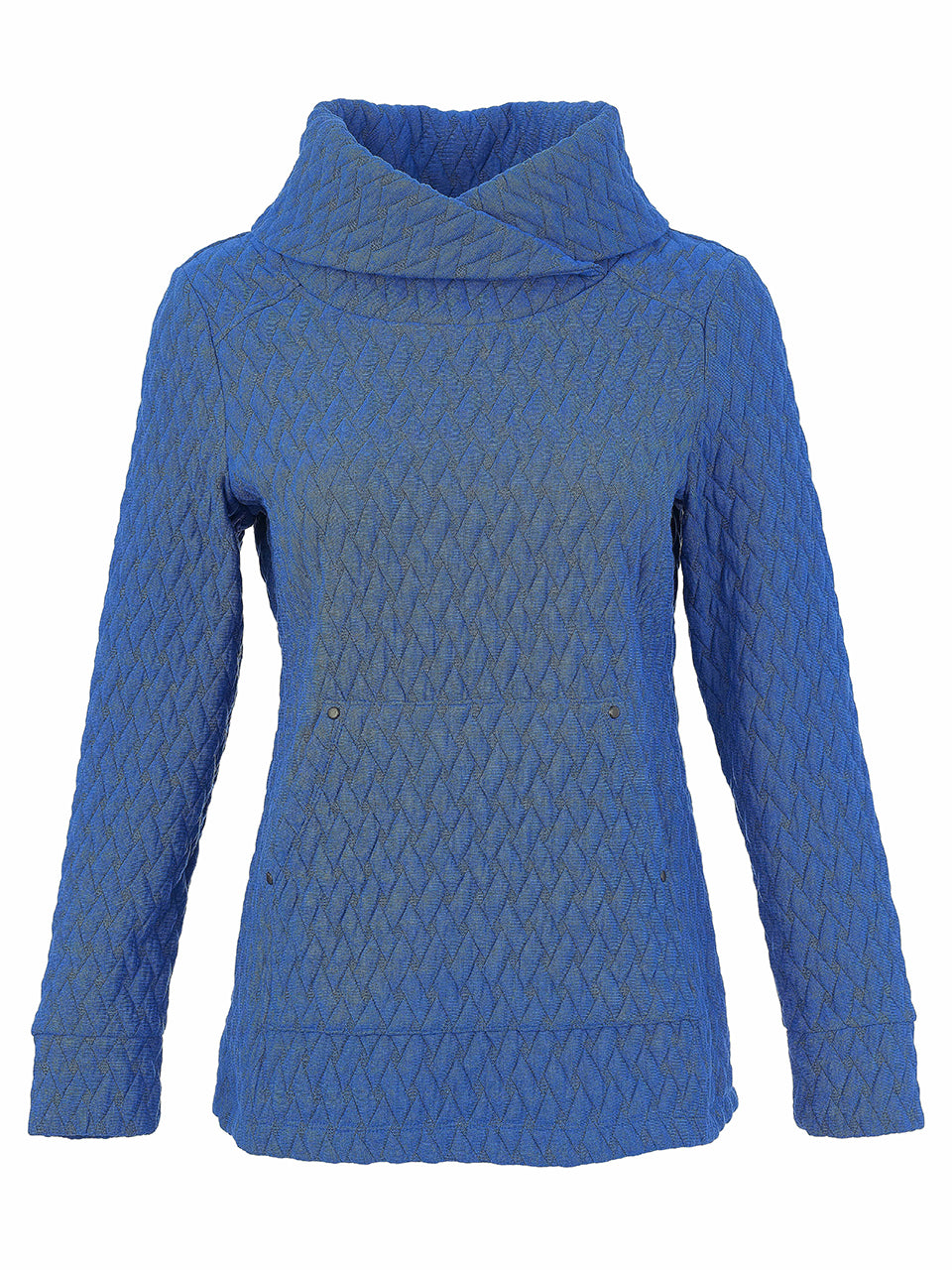 Chandail bleu royal gaufré à col bénitier avec texture en losanges Dolcezza