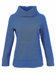 Chandail bleu royal gaufré à col bénitier avec texture en losanges Dolcezza