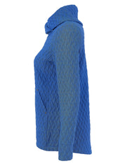Chandail bleu royal gaufré à col bénitier avec texture en losanges Dolcezza