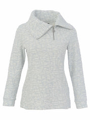 Chandail bleu ciel Dolcezza style 76201, vue de face avec col zippé