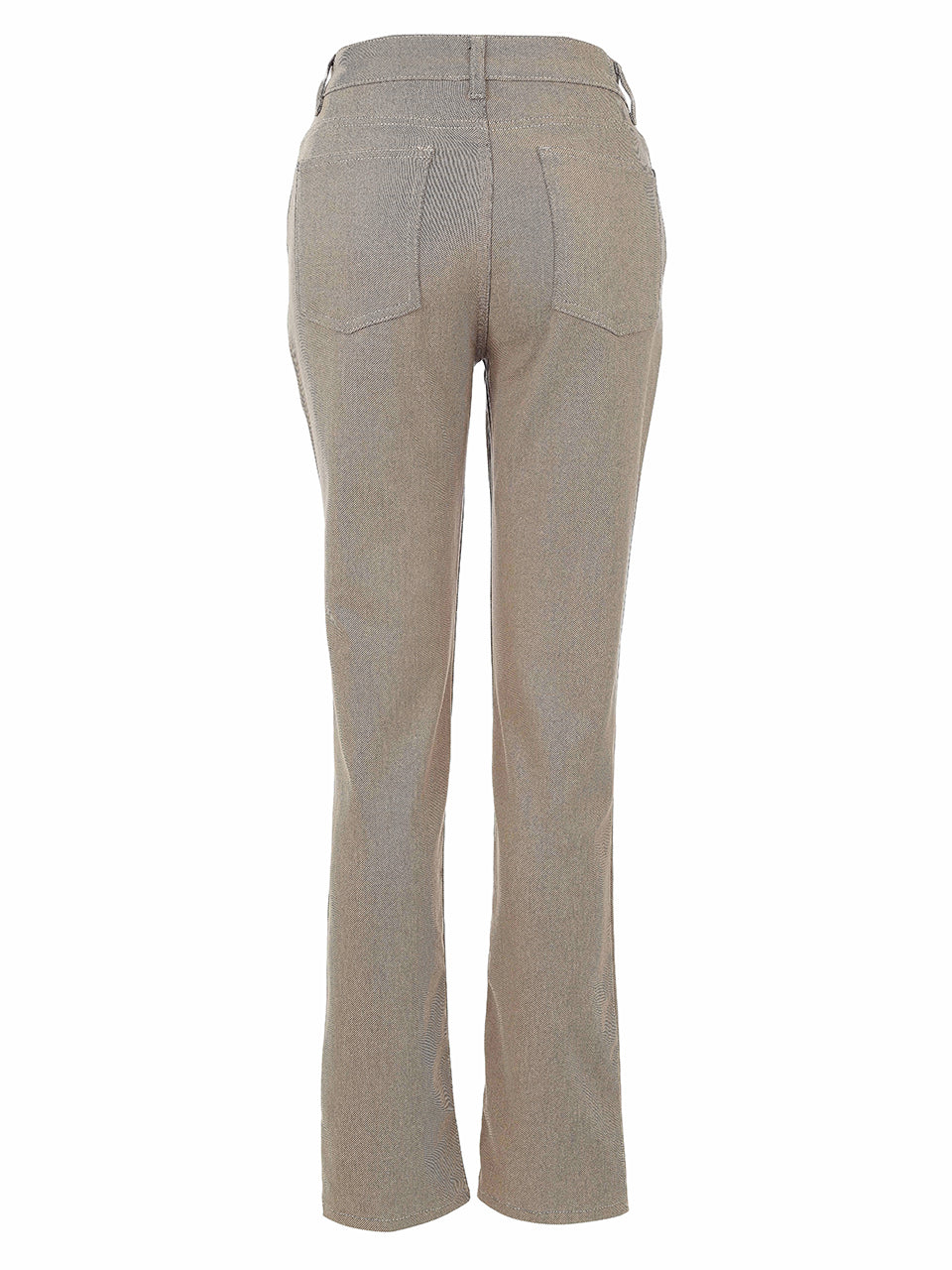 Pantalon droit taupe extensible avec poches et passants de ceinture Dolcezza