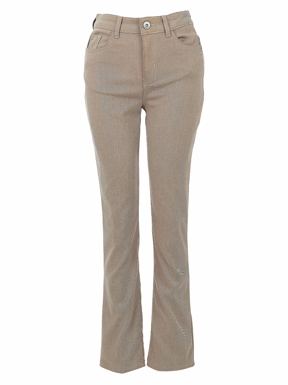 Pantalon droit taupe extensible avec poches et passants de ceinture Dolcezza