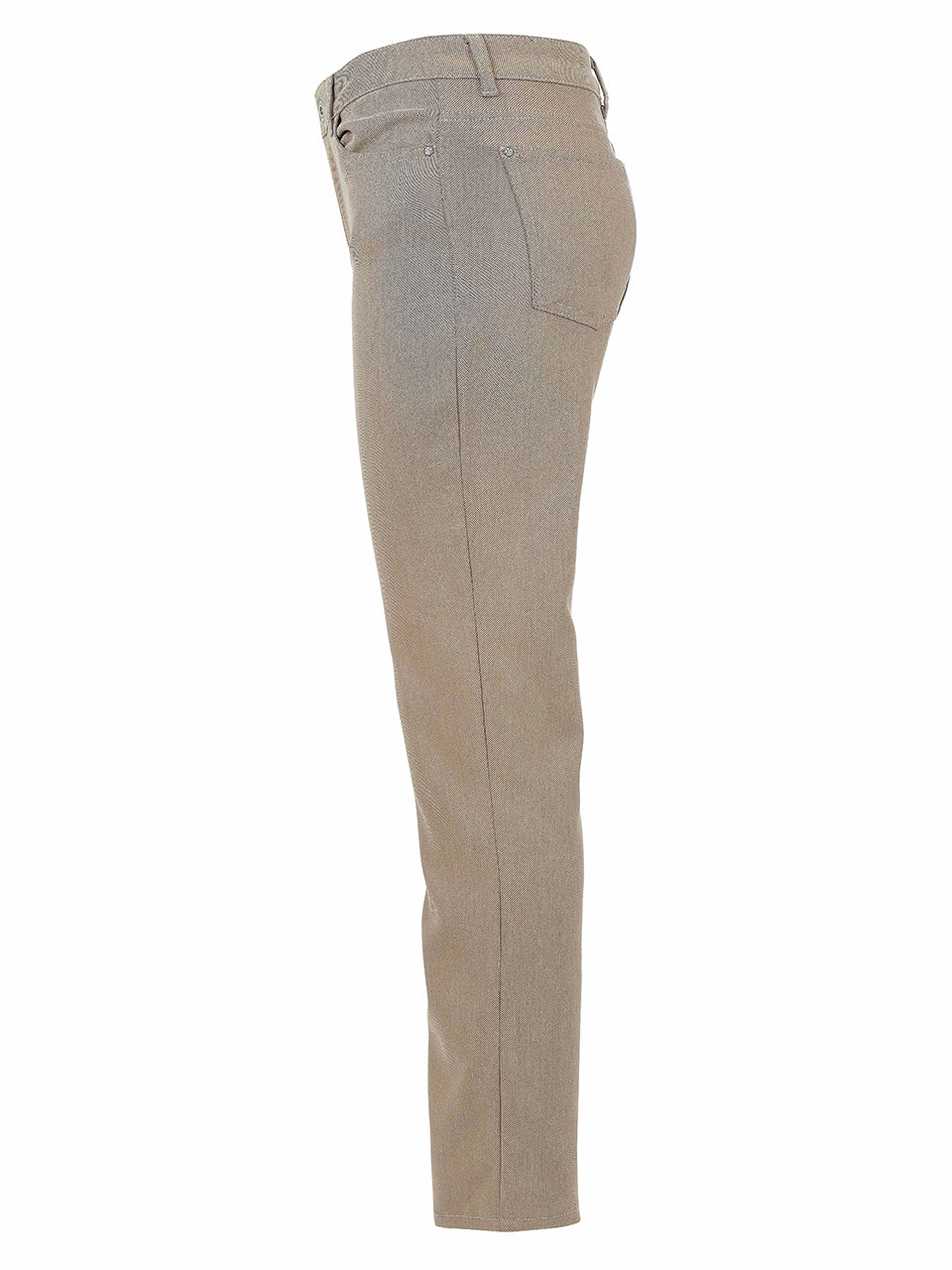 Pantalon droit taupe extensible avec poches et passants de ceinture Dolcezza