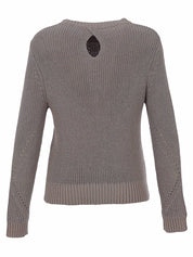 Chandail en tricot gris pâle métallisé à mailles ajourées et ouverture au dos Dolcezza