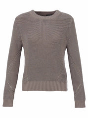 Chandail en tricot gris pâle métallisé à mailles ajourées et ouverture au dos Dolcezza