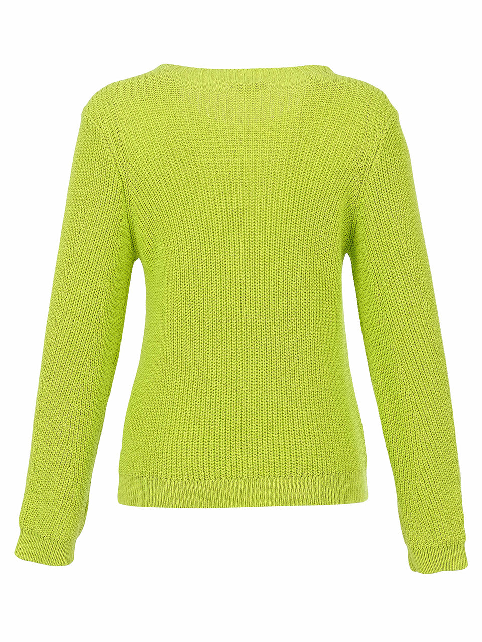 Chandail côtelé lime en coton à col rond et manches longues Dolcezza