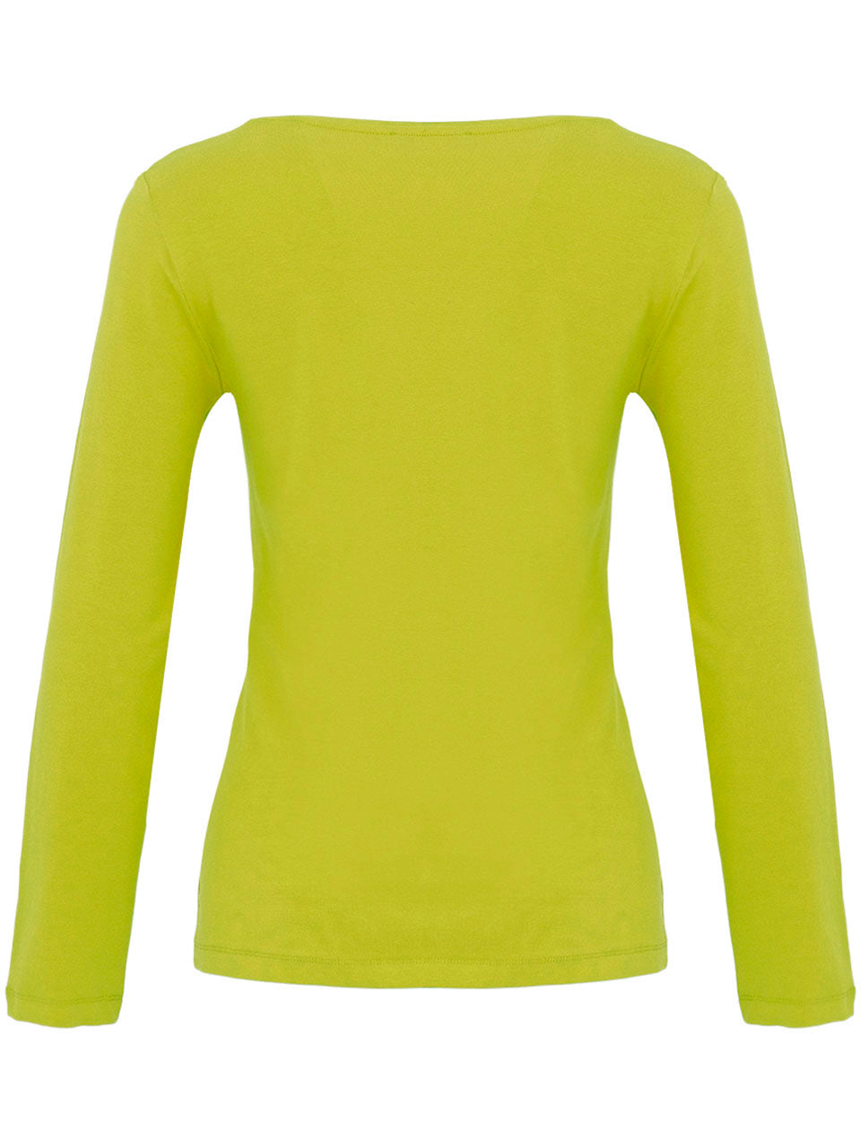Chandail uni lime à col rond et manches longues en coton extensible Dolcezza