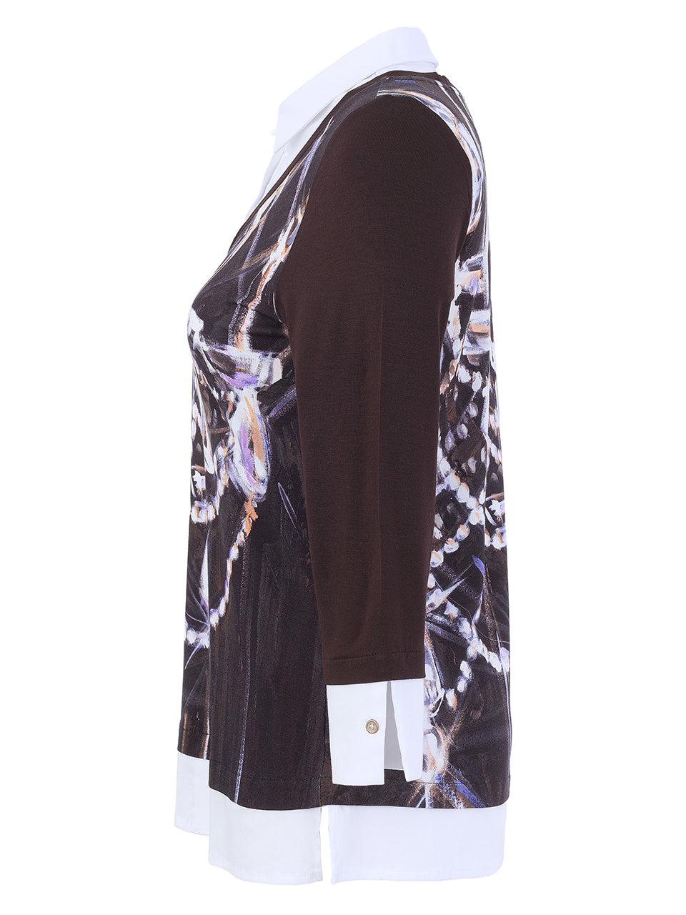 Chandail noir et blanc effet superposé avec col chemise et imprimé abstrait Dolcezza