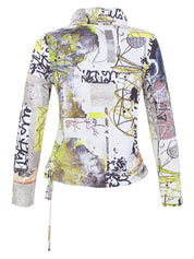 Chandail multicolore doux à col bénitier imprimé graffiti lime gris et noir Dolcezza